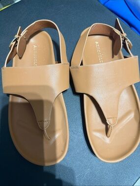 AEROSOLES Tan Leather Thong Slingback Sandal